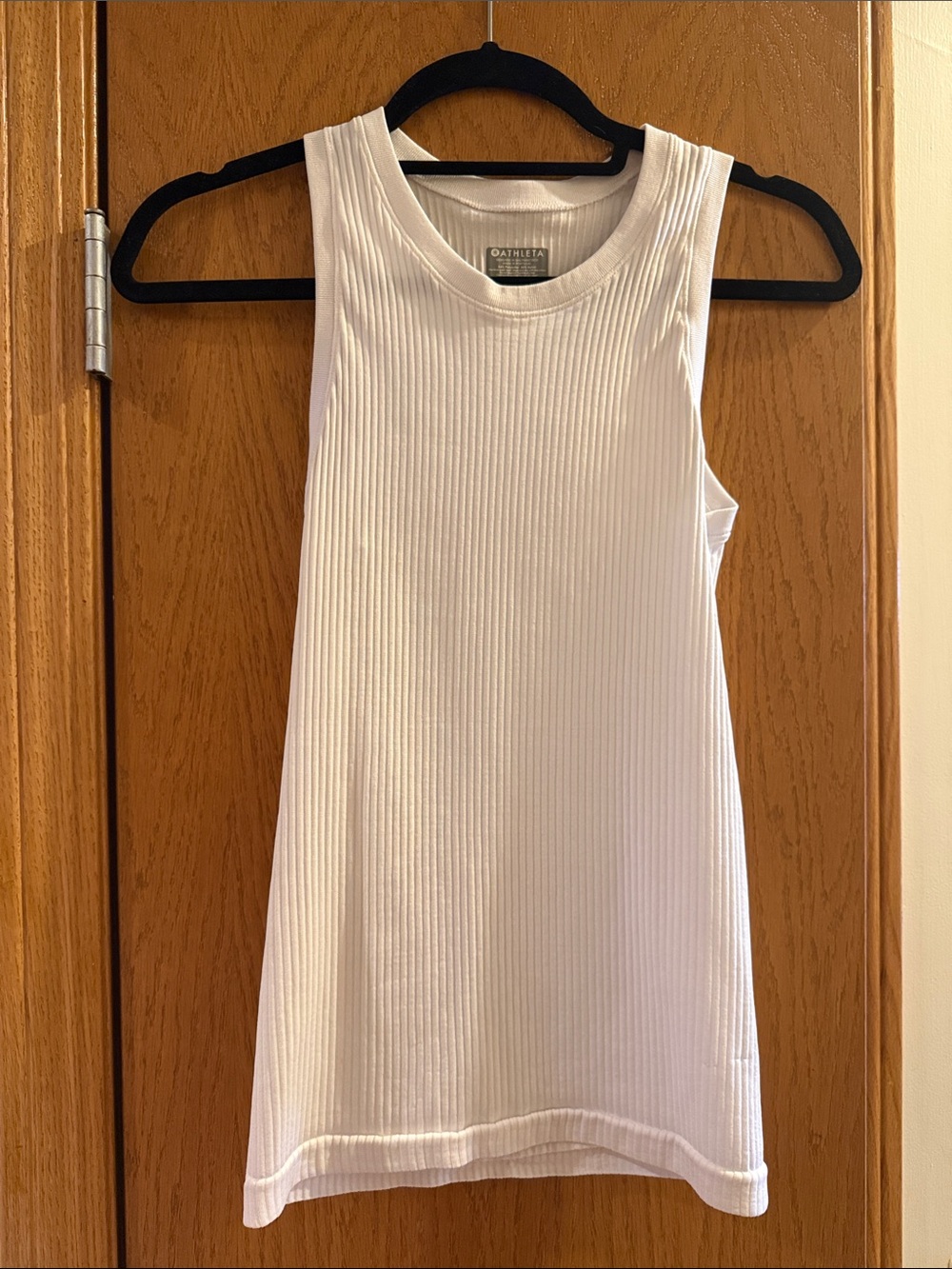 Athleta White Ribbed Crewneck Tank